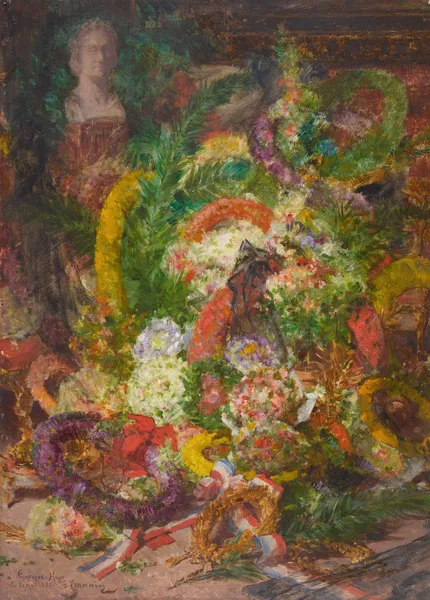Les fleurs et les couronnes de la chambre mortuaire av Georges Jeannin