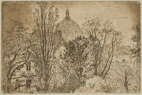 View in Schaerbeek with the Dome of the Royal Saint-Maria Church in the Background av Georges Lemmen