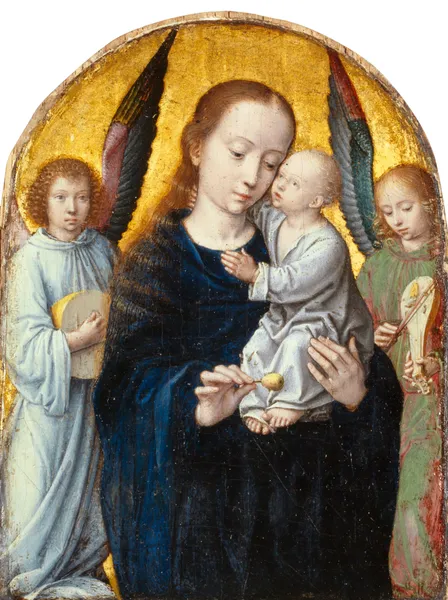 Virgin with Child between Angels playing Music av Gerard David