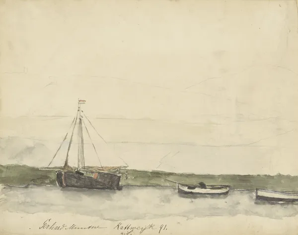 Schepen in de haven te Katwijk aan Zee av Gerhard Munthe