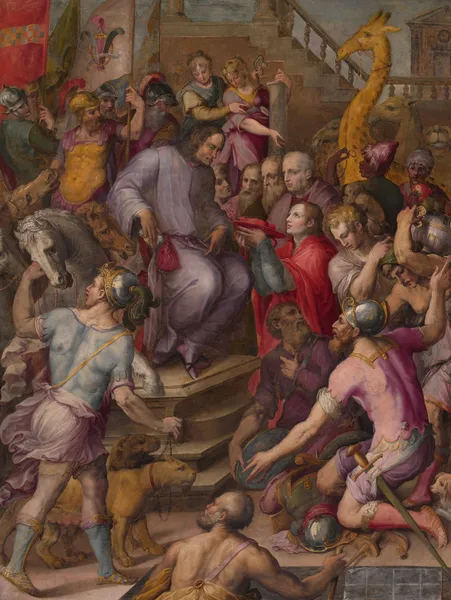 Lorenzo the Magnificent receives the tribute of the ambassadors av Giorgio Vasari
