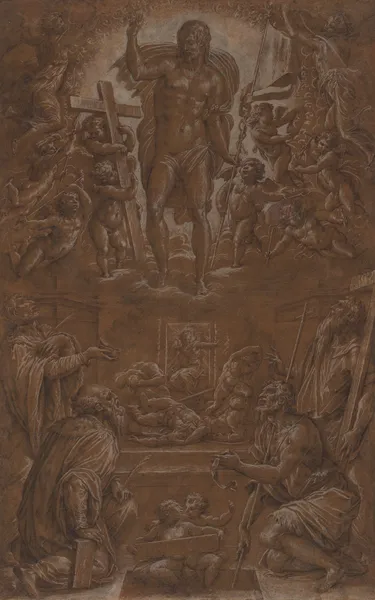 The Risen Christ Adored by Saints and Angels av Giorgio Vasari