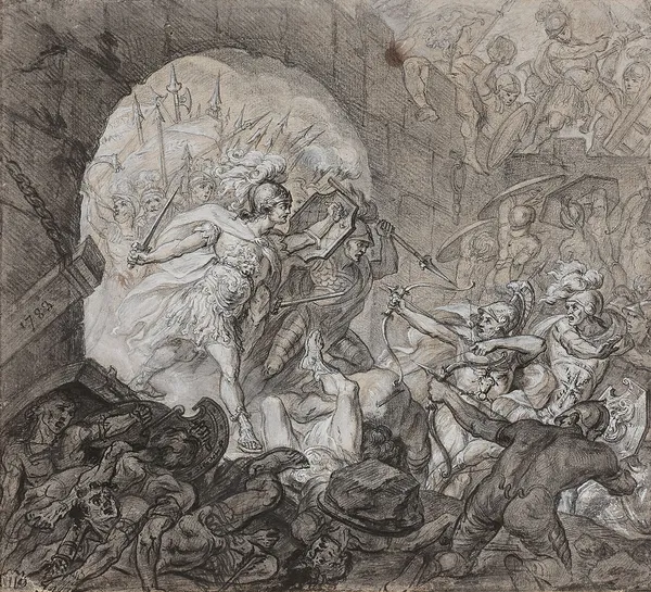 Le camp des Grecs forcé par les Troyens av Anne Louis Girodet-Trioson