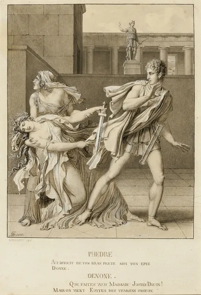 Phaedre, Having Declared Her Passion, Attempts to Kill Herself with the Sword of Hippolytus av Anne Louis Girodet-Trioson