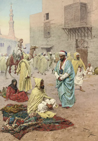 Pilgrims Outside A Mosque av Giulio Rosati