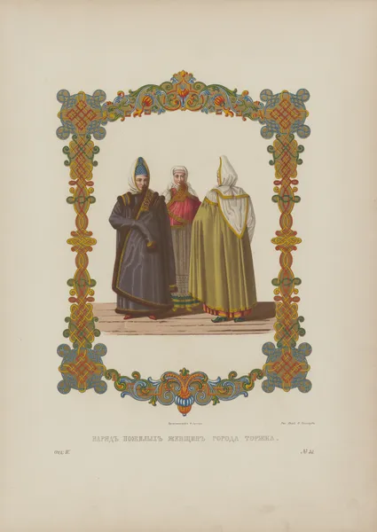 Elderly women costume of the city of Torzhok av Fedor Grigoryevich Solntsev