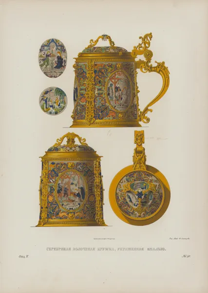 Silver gilded cup decorated with enamel av Fedor Grigoryevich Solntsev