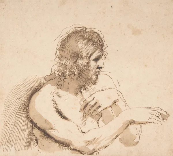 Half-Figure of a Nude Man Facing Right (1640's) av Guercino