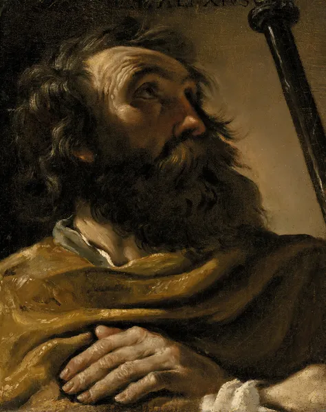 Saint Alexius In A Brown Wrap, Holding A Staff av Guercino