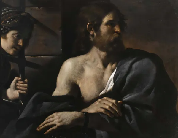 Saint John The Baptist In Prison Visited By Salome av Guercino