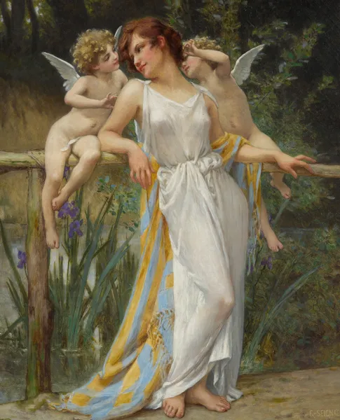 Psyche With Putti av Guillaume Seignac