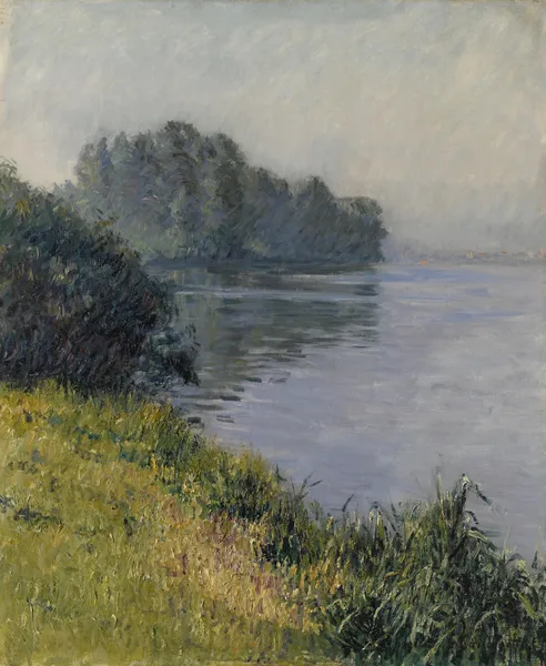 La Seine à l’Île Marante par temps brumeux av Gustave Caillebotte