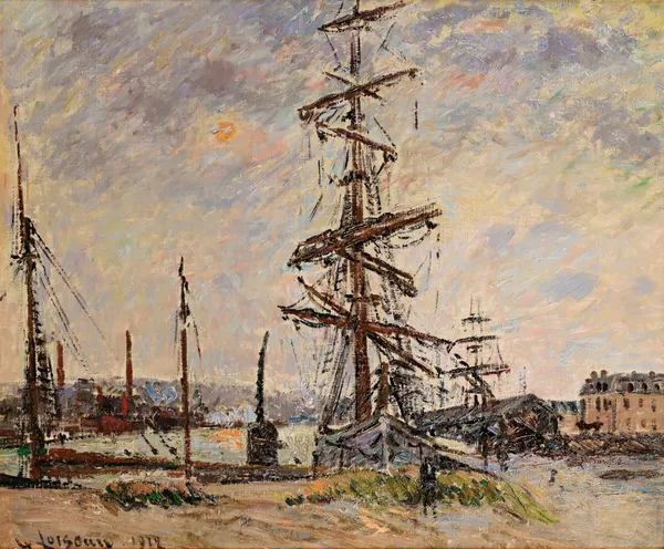 Bateaux À Quai Au Havre av Gustave Loiseau