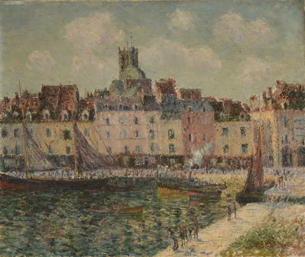 Le Quai Duquesne à Dieppe av Gustave Loiseau