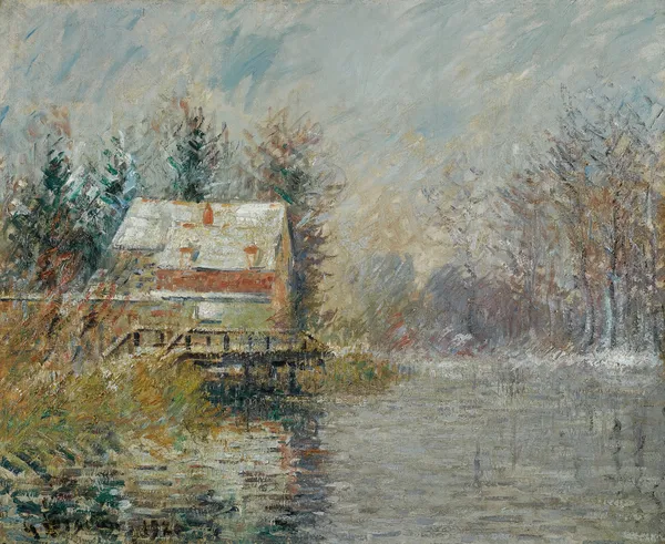 Maison Au Bord De L’eau, Effet De Neige av Gustave Loiseau