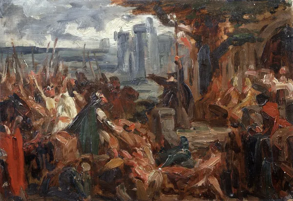 Peter the Hermit Preaching the First Crusade (study) (19th century) av Gustave Vanaise