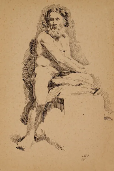 Seated Male Nude (19th century) av Gustave Vanaise