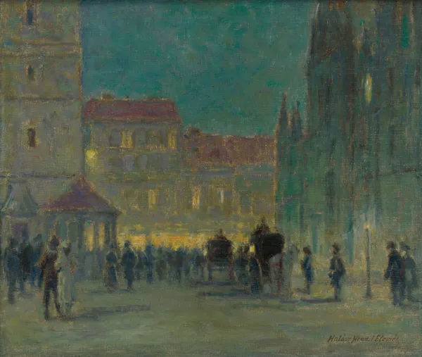 Evening in front of the St. Elisabeth Cathedral av Elemír Halász-Hradil