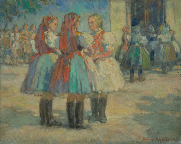 Girls in traditional costume av Elemír Halász-Hradil
