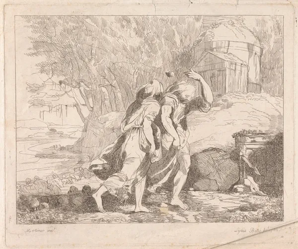 Deucalion and Pyrrha after the Flood av John Hamilton Mortimer
