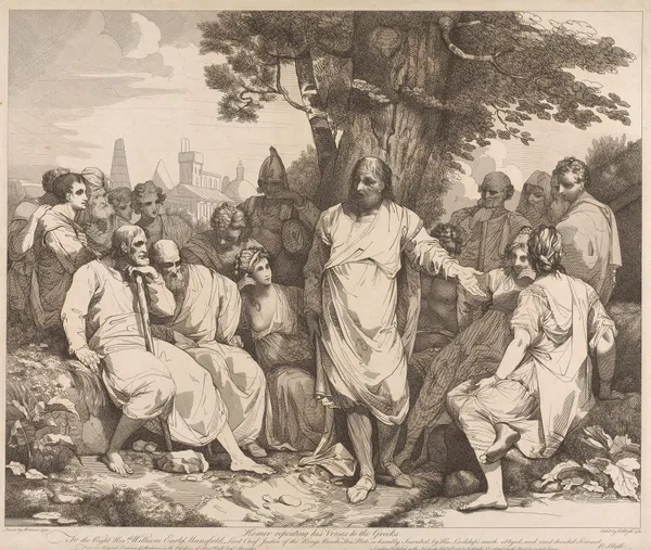 Homer Repeating his Verses to the Greeks av John Hamilton Mortimer