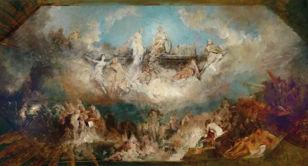 Sinking of the Nibelungen Stronghold into the Rhine av Hans Makart