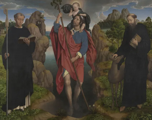 Saint Christopher with the infant Christ av Hans Memling