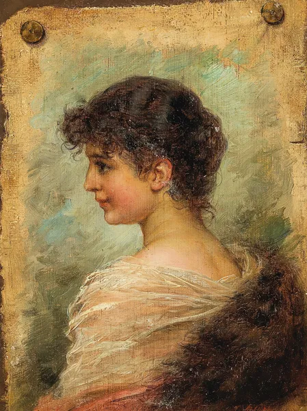 Profile Portrait of a Young Woman av Hans Zatzka