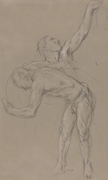 Two Male Figures- Study for ‘The Good Samaritan’ av Charles Haslewood Shannon