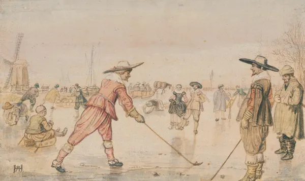 A Winter Scene with Two Gentlemen Playing Colf av Hendrick Avercamp