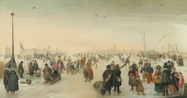Enjoying the Ice near a Town av Hendrick Avercamp