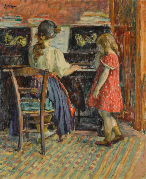 La leçon de piano (Marthe et Nono) av Henri Lebasque