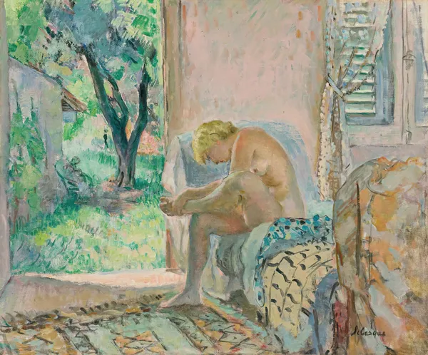 Nu Assis Sur Un Canapé Près De La Fenêtre av Henri Lebasque