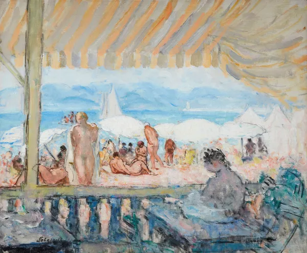 Véranda sur la Plage de Cannes av Henri Lebasque