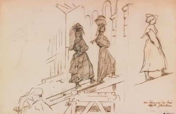 Women Carrying Mortar (19th century) av Henri Lehmann