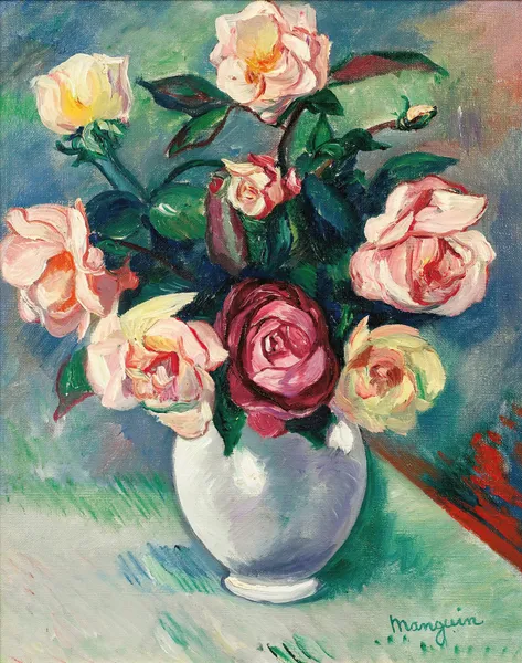 Bouquet De Roses Dans Un Vase Blanc av Henri Manguin