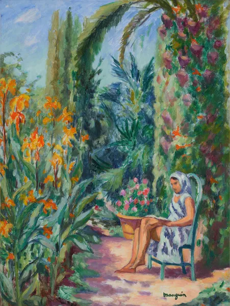 Odette dans le jardin de l’Oustalet av Henri Manguin