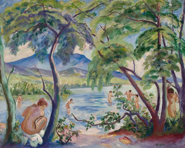 Paysage aux baigneuses, Colombier av Henri Manguin