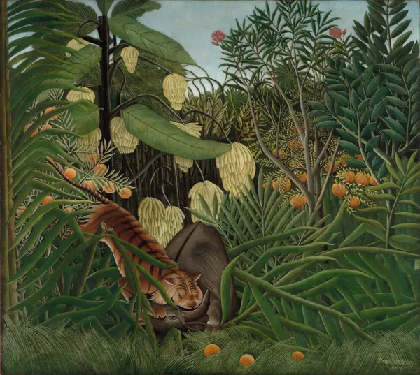 Fight between a Tiger and a Buffalo av Henri Rousseau