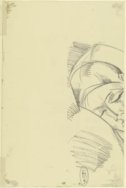 Head of a sleeping woman av Hermann Lismann