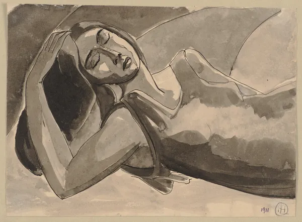 Reclined woman av Hermann Lismann