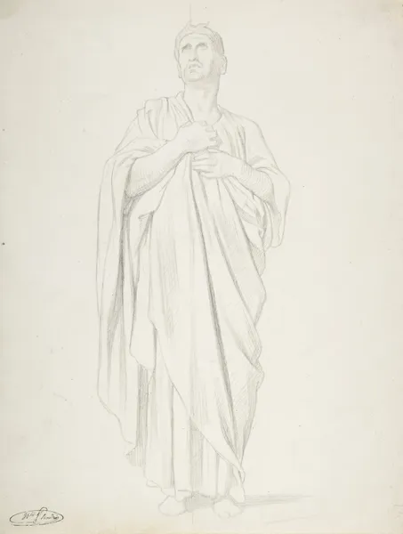 Study of an Apostle, for the painting of the Ascension in Saint-Germain-des-Pres, Paris (1839-1863) av Jean-Hippolyte Flandrin