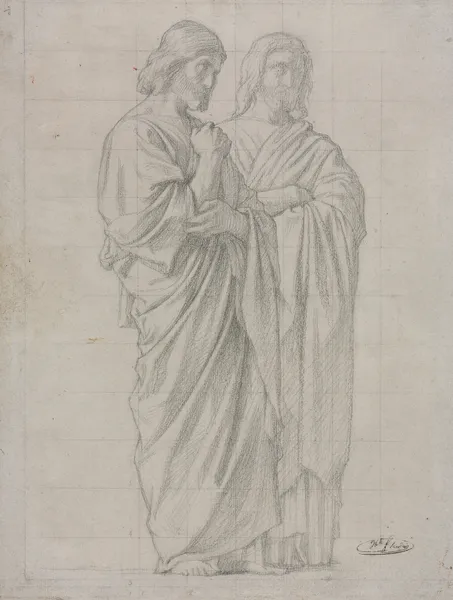Two Standing Figures (Study for the Left Section of The Mission of the Apostles) av Jean-Hippolyte Flandrin
