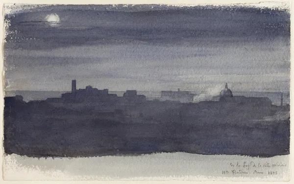 View of Rome at Night av Jean-Hippolyte Flandrin