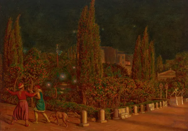 Piazza della Constituzione, Athens, by Night av William Holman Hunt