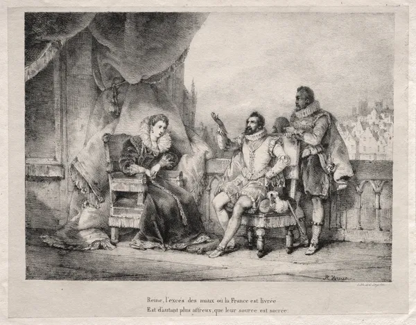 Henri IV with Queen Elizabeth av Horace Vernet