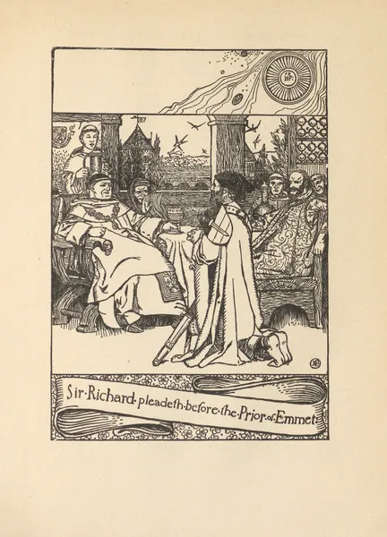 Sir Richard pleadeth before the Prior of Emmet av Howard Pyle