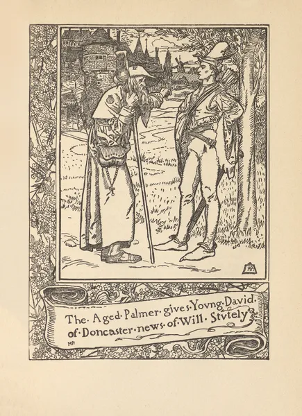 The aged Palmer gives young David of Doncaster news of Will Stutely av Howard Pyle