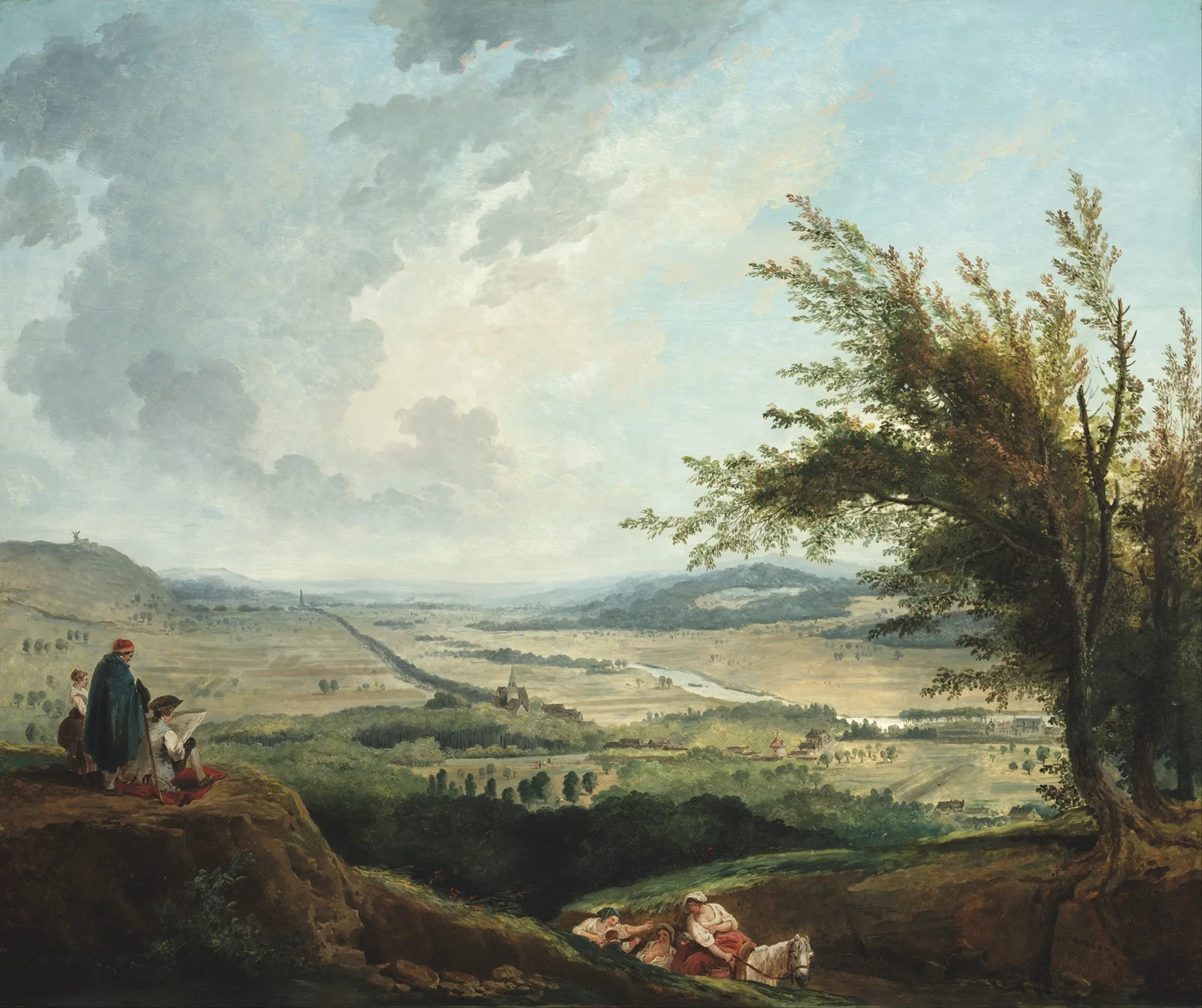 An extensive landscape near Paris av Hubert Robert