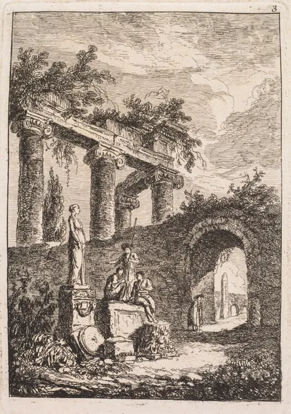 The Statue in Front of Ruins av Hubert Robert